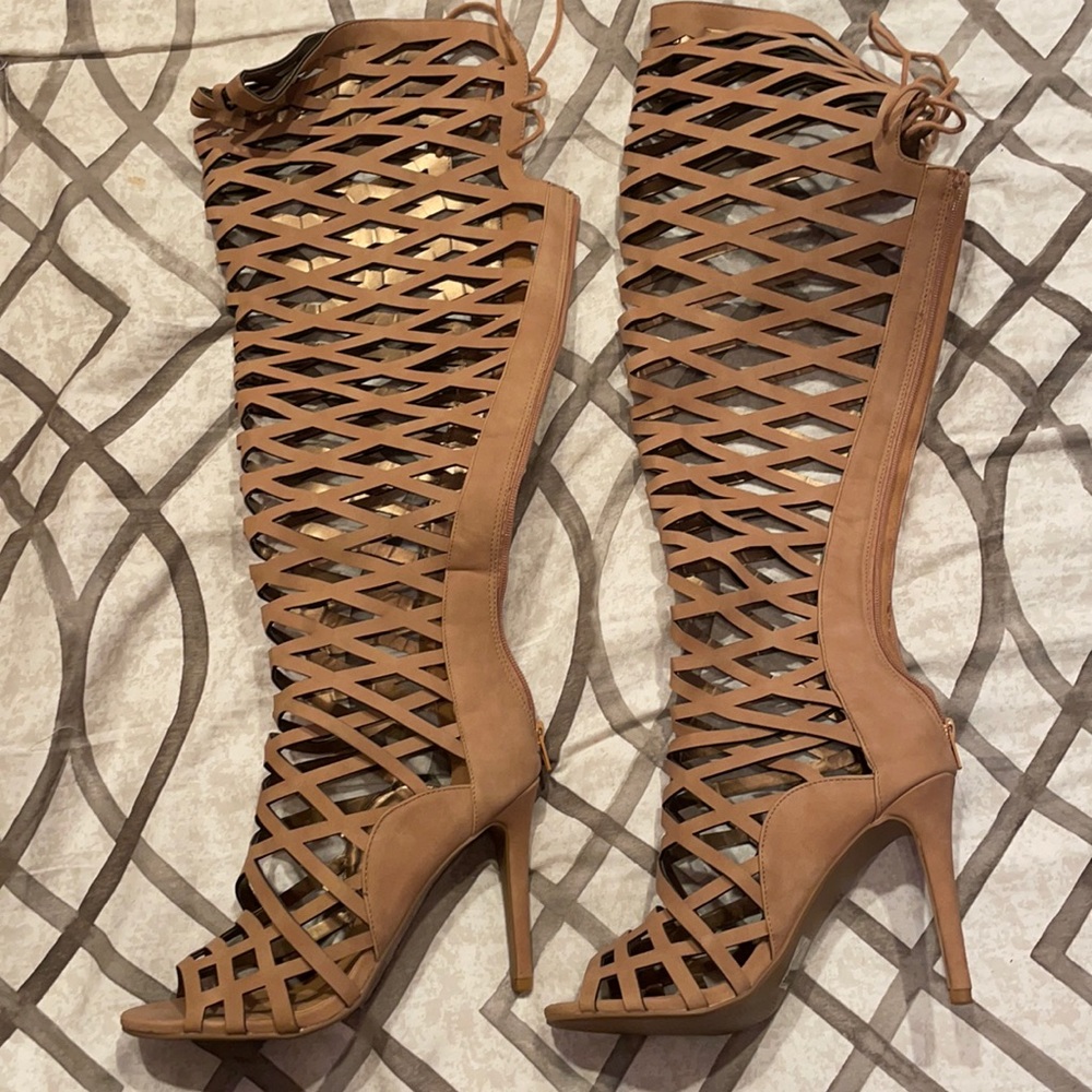 Over The Knee Cage Heels Size 9